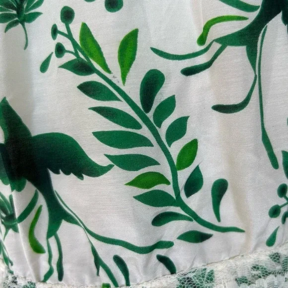 Forever 21 Cream & Green Knee Length Sleeveless Ruffle Dress L - Picture 7 of 7